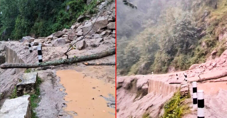 वर्षाका कारण भिमदत्त राजमार्ग ठाँउ ठाँउमा सडक अबरुद्ध