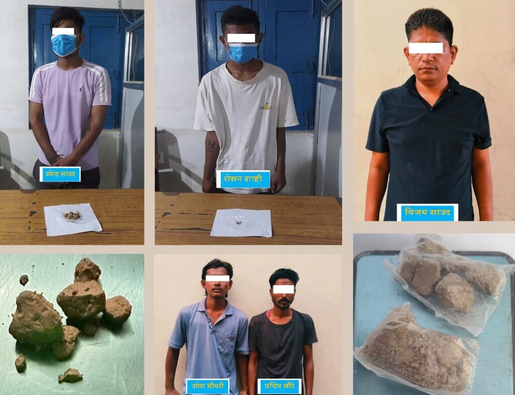 कैलालीबाट खैरो हेरोईन सहित ५ जना पक्राउ